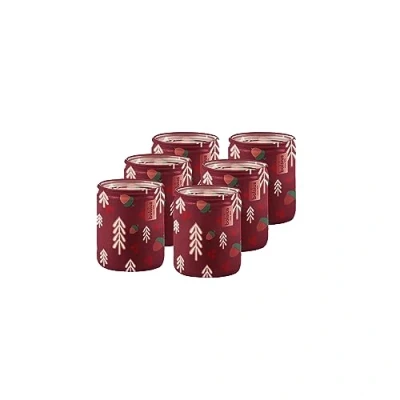 Image of Bolsius Scented Candles in Glass with Print 6 Pack Red 23 Burning Hours Winter Spices Christmas Decoration Without Palm Oil
