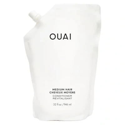 Image of OUAI Medium Conditioner Refill Hydrating Hair with Coconut Oil, Babassu and Keratin Strengthens, Repairs Adds Shine Paraben Phthalate Free Care Products 946ml