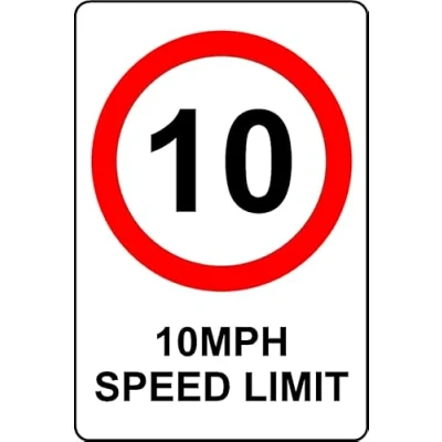 Image of 10mph Speed Limit Alternate Safety Sign 1mm Plastic (400mm x 300mm)