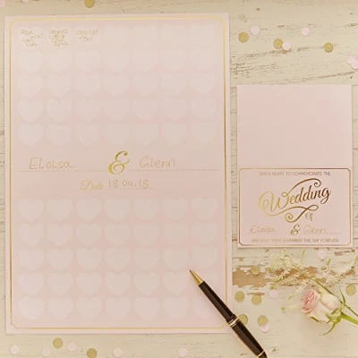 Image of Ginger Ray Heart Wedding Alternative Guest Book Keepsake Pastel Perfection, Pink