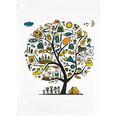 Image of Half a Donkey Tree of Camping Large Cotton Tea Towel