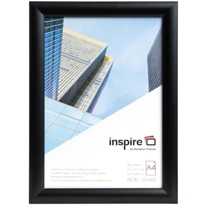 Image of Inspire by Hampton Snap A4 (21x30cm) Black Frame Acrylic (Non Glass) Front IBH SNAPA4BLK 1PK