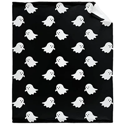 Image of JOOCAR Halloween Ghost Throw Blanket Super Soft Cozy Lightweight Flannel Blankets for Living Room Couch Bed Chair Dorm 50 x 60 Inch