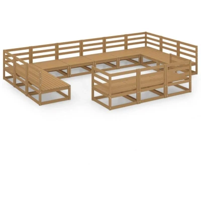Image of vidaXL 13 Piece Garden Lounge Set Solid Pinewood