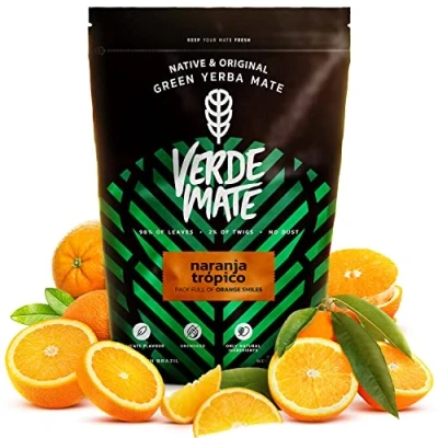 Image of Verde mate Naranja Tropico tea 500g yerba from Brazil Flavored Stimulating Unsmoked Vegan Gluten free