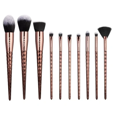 Image of Make Up Brushes, LaRoc, 10pc Professional Diamond Makeup Brush Set, Complete Coverage Set Concealer, Powder Brush, Eyeliner, Eyeshadow Brushes &amp; More Deep Bronze