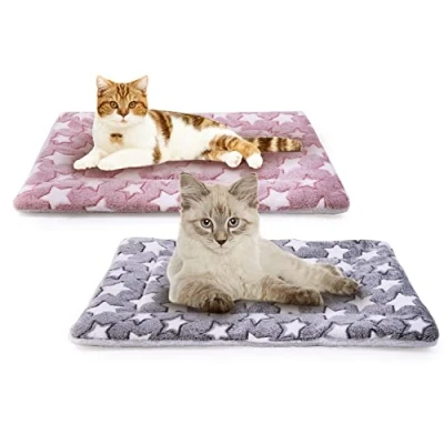Image of MICOOYO 2Pcs Dog Crate Bed Mattress, Fleece Pet Cushion Mat, Washable Cat Pad for Small Puppy (S)