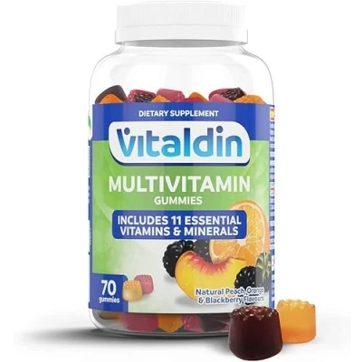 Image of VITALDIN Adult Multivitamin Gummies Food Supplement for Men &amp; Women 11 Vitamins Minerals 70 Chewable (1 Month Supply); Fruit Flavour Vitality Immune System Support Gluten Free