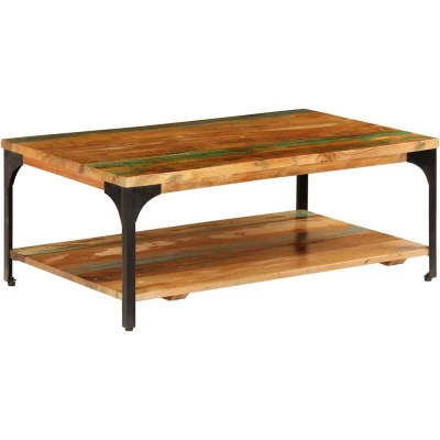 Image of vidaXL Coffee Table with Shelf 100x60x35 cm Solid Reclaimed Wood