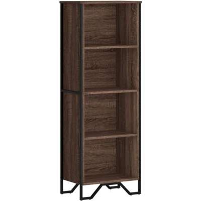 Image of vidaXL Bookcase Storage Cabinet Brown Oak Engineered Wood 4 Open Compartments Modern Bookshelf Display 50x31x137.5 cm