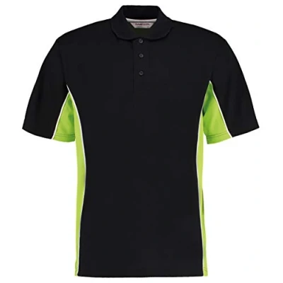 Image of Gamegear Men&#039; Track Pique Polo, Black/Lime/White, Large. KK475