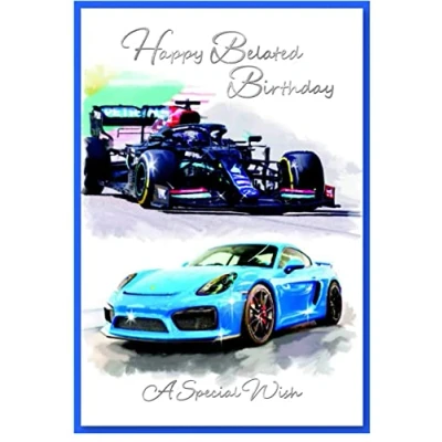 Image of BELATED Birthday Card Male Men For Him Size: 7.5&quot; x 5.25&quot; (BB)