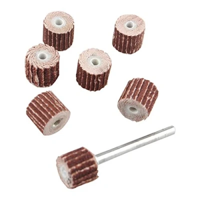 Image of HALJIA 7Pcs 10MM Sanding Sandpaper Flap Wheel Disc Brush Bit Grinding Polishing Tool for Dremel Rotary Set Grit 80#120#180#240#320#400#600 with 3mm Mandrel Shank