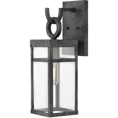 Image of Quintiesse Porter outdoor wall light, black, 47.4 cm high