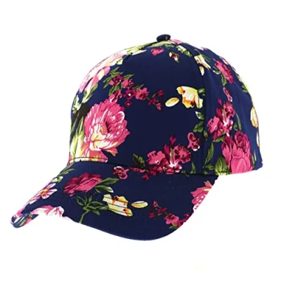 Image of The Hat Company Ladies Floral Adjustable Baseball Cap Choice of Colours (Navy (1651)), One Size