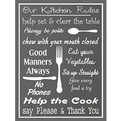 Image of SHAWPRINT OUR KITCHEN RULES METAL TIN WALL PLAQUE SIGN NOVELTY GIFT (267MM X 200MM (10&quot; 8&quot;))