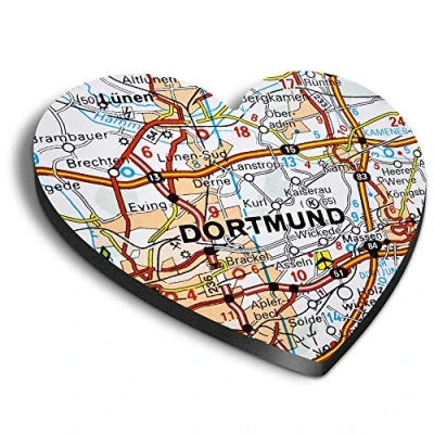 Image of 1 x Heart MDF Magnets Dortmund Germany German Travel Map City 44895