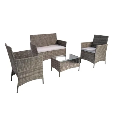 Image of RayGar 4 Pcs Rattan Outdoor Furniture Sofa Set Garden Conservatory Patio Balcony Grey