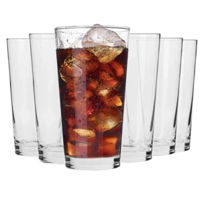 Image of Krosno Water Glasses Drinking Set Highball of 6 350 ML Pure Collection Large Half Pint Cocktail Juice Ideal for Home Restaurant Events &amp; Parties Dishwasher Safe Tumbler