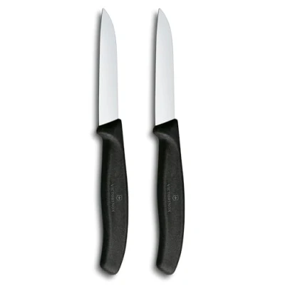 Image of Victorinox Swiss Classic Black 8cm Straight 2 Piece Paring Knife Box Set