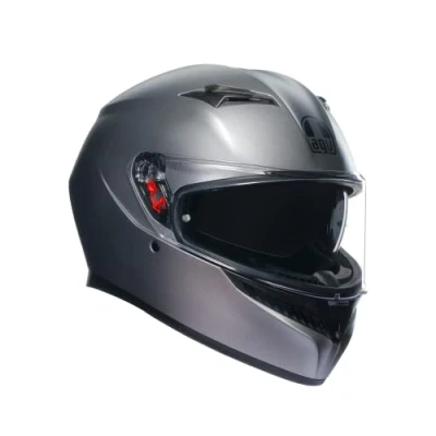 Image of AGV Helmet K3 E2206 MPLK, Men Motorbike Helmet, Full Face ECE with Sweat Absorption, Spoiler, Air Vents and Scratch Resistant UV Visor, Intercom Ready, Grey