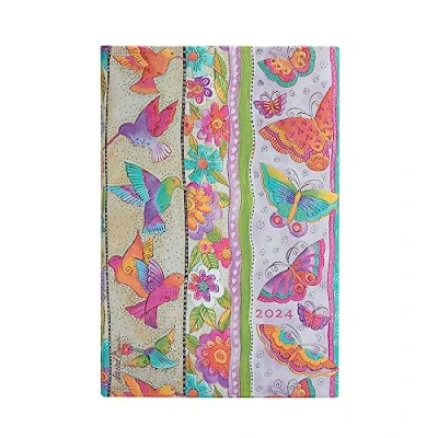 Image of Paperblanks 12 Month Calendar 2024 Hummingbird and Butterflies Horizontal Mini (100 x 140 mm)