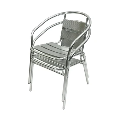Image of BE Furniture 2 x Aluminium Garden Bistro Cafe Chairs, Patio Chairs