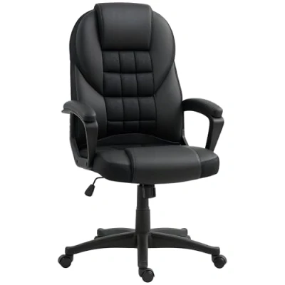 Image of HOMCOM Executive Office Chair, PU Leather High Back Desk Swivel Computer Chair with Adjustable Height and Tilt Function, Black