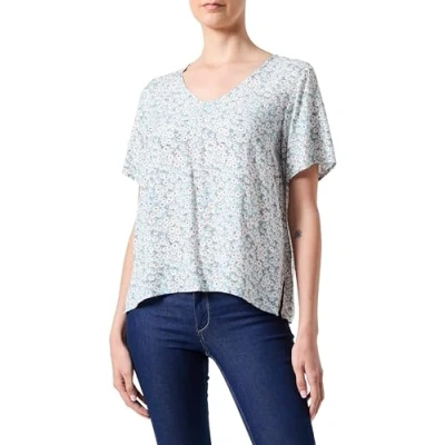 Image of ONLY Women&#039;s Onlsusan S/S V Neck Top WVN Noos T Shirt, Gray, S