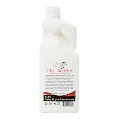 Image of Pro Equine Ulsa Soothe 1 Litre, Aloe, Sea Buckthorn, Slippery Elm, Liquorice, peppermint &amp; Fennel feed supplement.