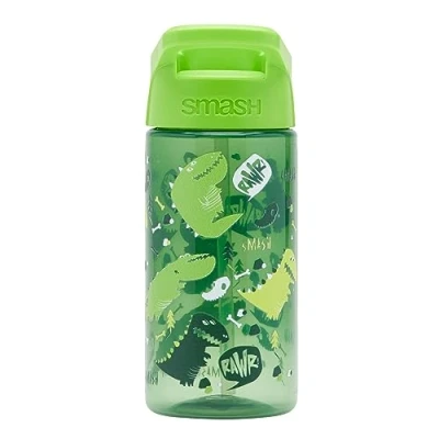 Image of Smash Water Bottle 450ml Green Dinosaur Design
