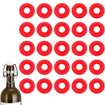 Image of 25Pcs Silicone Rubber Gaskets Washer, Seals for Swing Top Bottles, Leak Proof Flip Bottle Gasket Home Brew Beer Soda Sealing