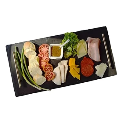 Image of Slate Serving Tray/Platter with Handles for Kitchen Buffet Food (Small Tray)