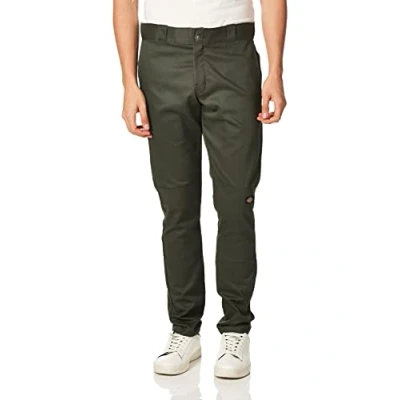 Image of Dickies Men&#039;s Skinny Straight Double Knee Work Pant, Olive Green V1, 31W x 30L