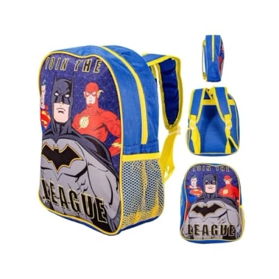 Image of Children&#039;s Character Superman Flash Batman Justice League Backpack Rucksack Kids Boys School Nursery Travel Bag 30cm