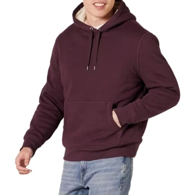 Image of Amazon Essentials Men&#039;s Sherpa Lined Pullover Hoodie, Burgundy, XXL