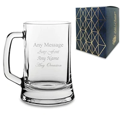 Image of Personalised Engraved 16.75oz Traditional Draft Beer Tankard/Stein with Any Message, Great for Birthdays, Weddings, Graduations, House Warming and Other Special Occasions