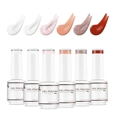 Image of Nicedeco Valentine&#039;s Day Gel Nail Polish Set, UV/LED Soak Off Art Manicure Pedicure for Professional, Salon &amp; Home Use Long Lasting Easy to Apply 6pcs x 8ml Kit17