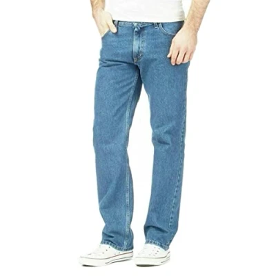 Image of Aztec Mens Heavy Duty Regular Fit 100% Cotton 5 Pocket Jean with Zip Fly Jeans Light Blue