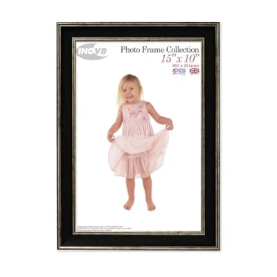 Image of Inov8 Framing British Made Traditional Picture/Photo Frame, Large Washed Black, 15x10 inch