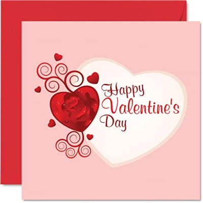 Image of Happy Valentine Day Card for Her Him Cute Love Heart Romantic Valentine&#039;s Girlfriend Boyfriend Husband Wife Partner Fiance Fiancee, I You Valentines Card, 145mm x Greeting Cards