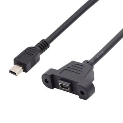 Image of cablecc Panel Mount Type Mini USB2.0 5Pin Male to Female Extension Adapter Cable with Screws 50cm