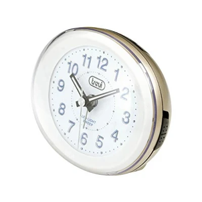 Image of Trevi SL3052 Compact Bedside Quartz Alarm Clock with LED Backlight Silent Operation Quiet no Ticking Gold
