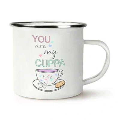 Image of You are My Cuppa Tea Quote Retro Enamel Mug Cup