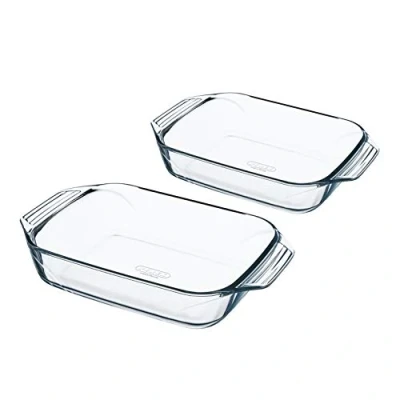 Image of Pyrex Set of 2 FTES Rec 406B+408B Irresistible PX Oven Dish, Borosilicate Glass, Multi Colour