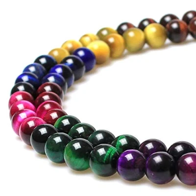 Image of jartc Rare Collection Natural Stone Beads Multicolor Tigereye Round Loose for Jewelry Making DIY Bracelet Necklace (10mm)