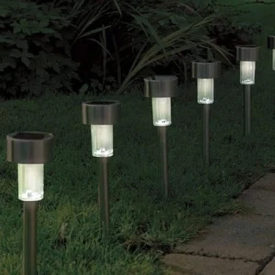Image of Garden Mile 10pc Stainless Steel Outdoor Lights Solar Powered Bright White LED Lighting for Lawn Borders Flowerbeds Patio Ideal Driveway and Pathway Outside