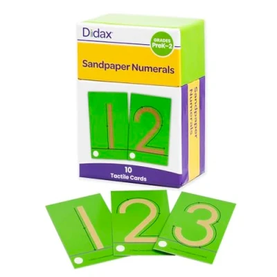 Image of Didax Sandpaper Numerals, Paper, Green, 4 5/16 L x 2 3/4 W in