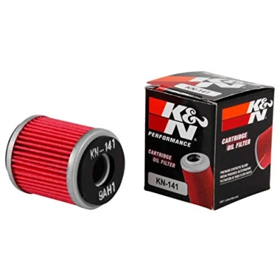 Image of K&amp;N Motorcycle Oil Filter: High Performance, Premium, Designed to be used with Synthetic or Conventional Oils: Fits Select Yamaha Vehicles, KN 141, red