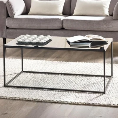 Image of Julian Bowen Chicago Coffee Table, Smoked Glass/Black, One Size